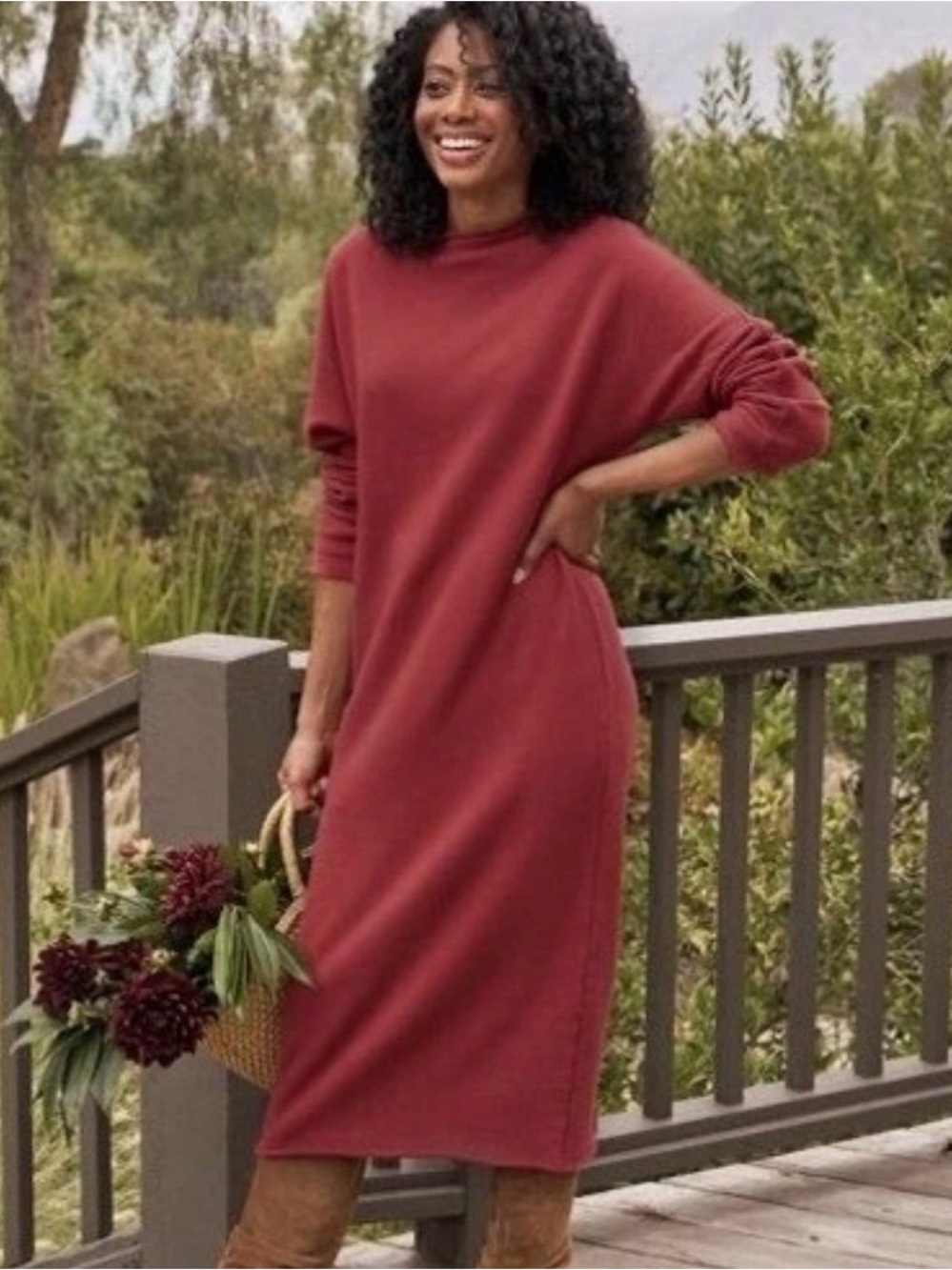 Frank & Eileen Izzie Rolled Funnel Neck Long Sleeve Raw Hem Sweatshirt Dress XS